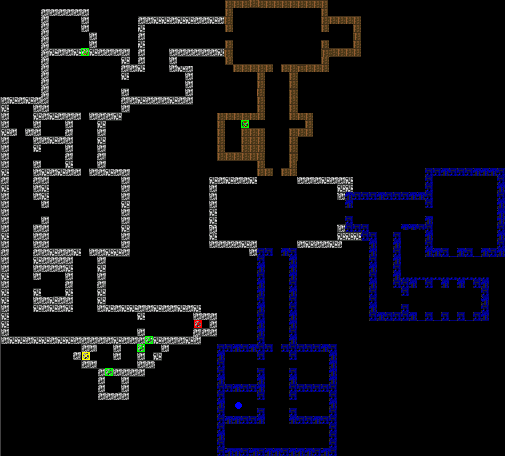 A top-down view of the first level of Wolfenstein 3D